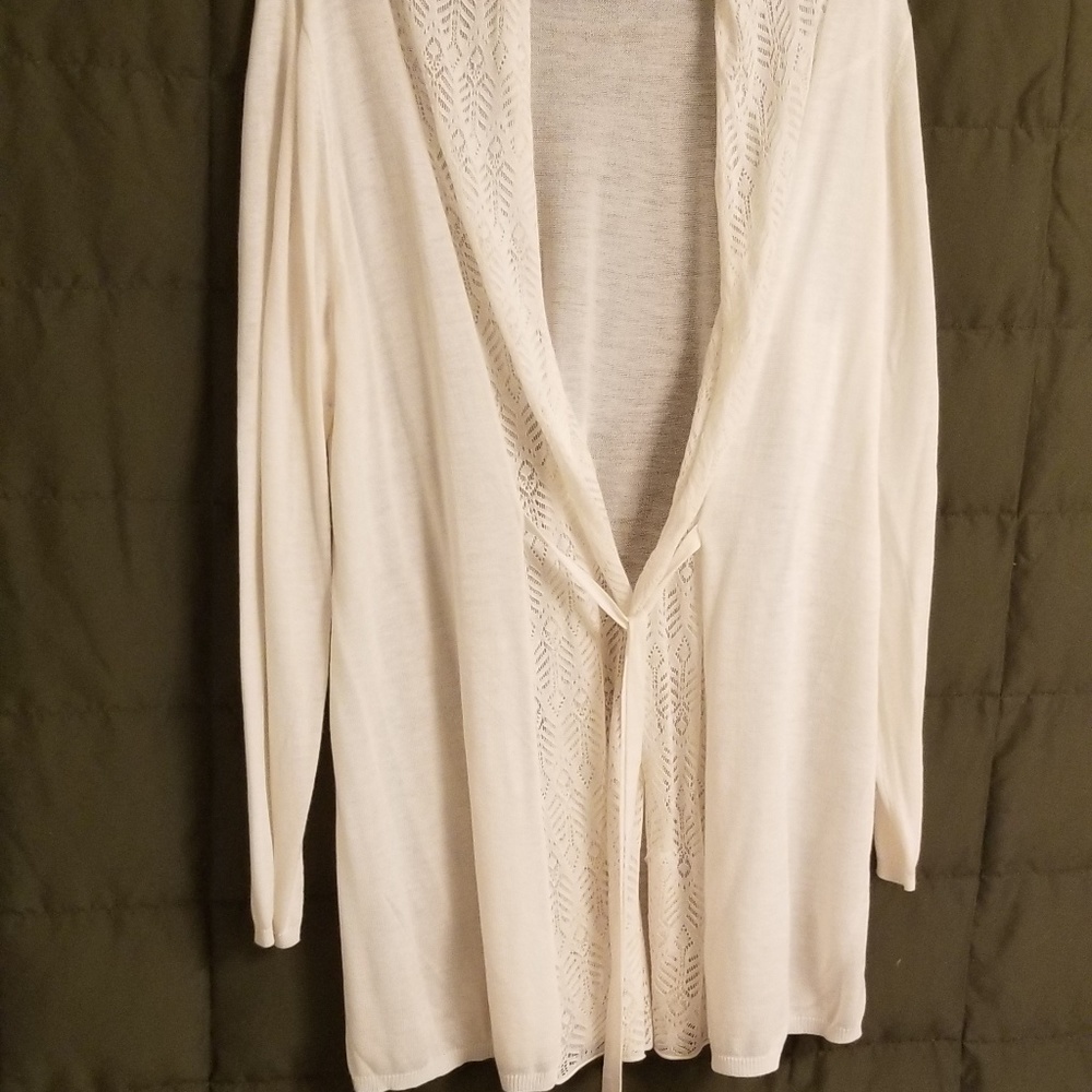 Cato Off-White Cardigan with Tie Front